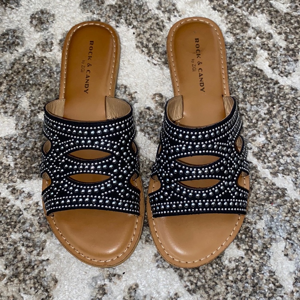 Rock & Candy Black Studded Sandals